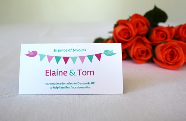 Placecard for wedding favours
